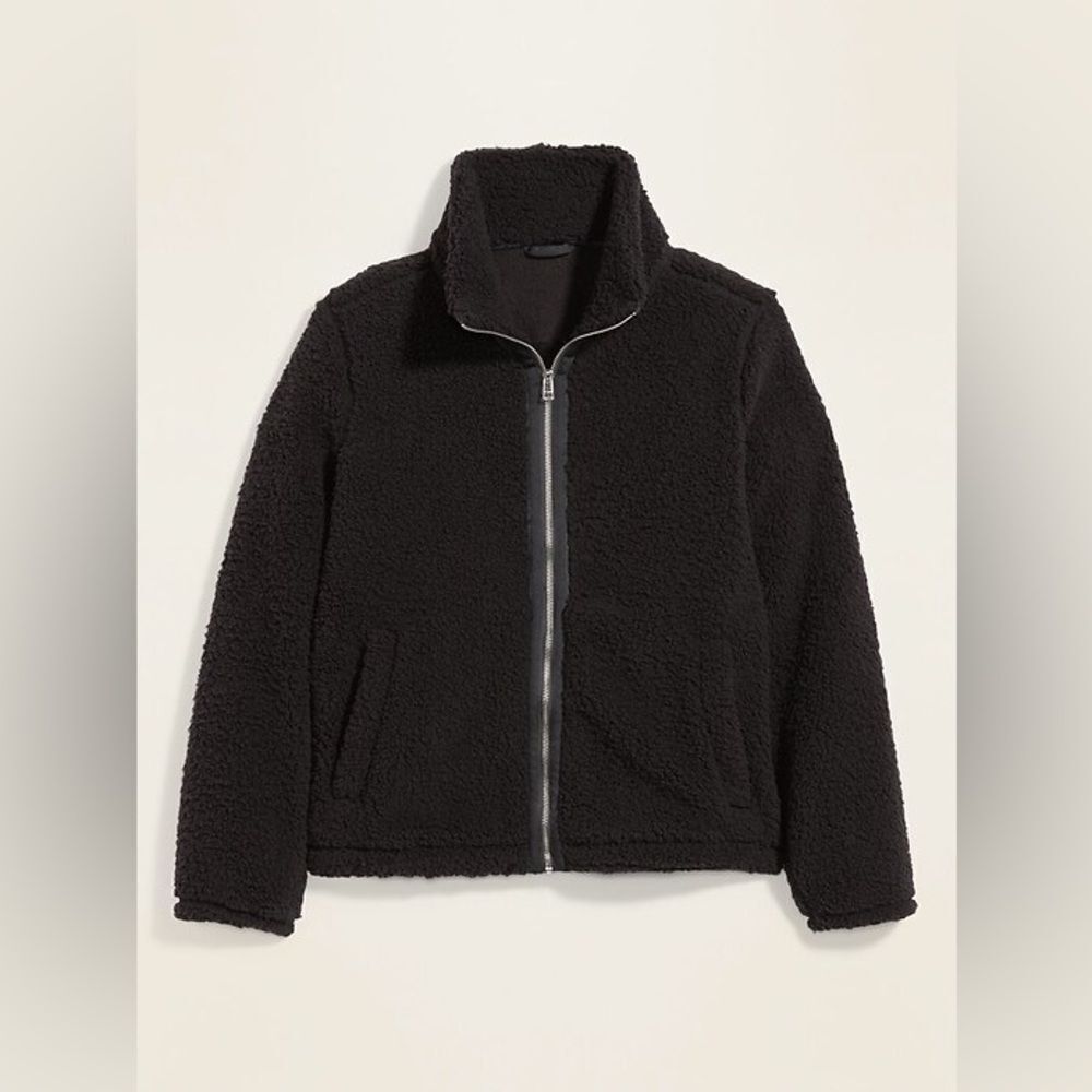 Old Navy Women’s Sherpa inspired Black Zip-Up Jacket Size XL